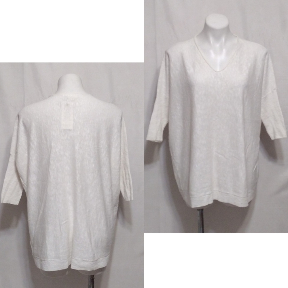 NWT Eileen Fisher Linen Blend Dolman Sleeve Oversized Boxy Top S Minimalist Luxe